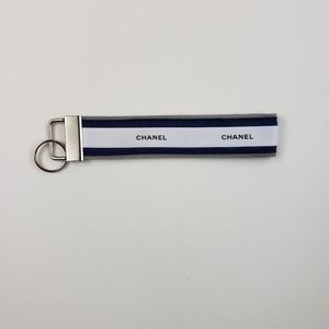 Upcycled Designer Ribbon Keychain Wristlet FOB